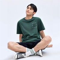 佐丹奴T恤男装纯棉针织几何印花圆领短袖T恤 01024422 XL 96 暗蓝