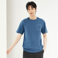 佐丹奴T恤男装纯棉针织几何印花圆领短袖T恤 01024422 XXL 96 暗蓝