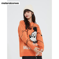 美特斯邦威时尚毛衣女太空米奇圆领毛衫套头印花青春流行保暖秋冬 白色组 170/XL