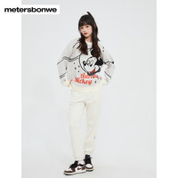 美特斯邦威时尚毛衣女太空米奇圆领毛衫套头印花青春流行保暖秋冬 橙色组 155/S