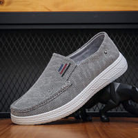 老北京布鞋男懒人一脚蹬中老年春秋透气爸爸鞋休闲轻便软底舒适鞋 2107黑色 43