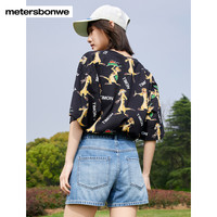 美特斯邦威款MTEE迪士尼狮子王满印短袖T恤夏季宽松舒适百搭 165/S 绿色