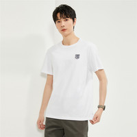 佐丹奴T恤男装纯棉针织环形英文绣花圆领短袖T恤 01024382 XL 65 月光蓝