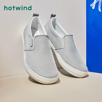 热风2024年春季男士时尚休闲鞋圆头舒适布鞋套脚纯色运动男鞋 09灰色 42