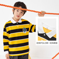 巴拉巴拉男童长袖polo衫中大童条纹打底衫2025春季儿童T恤小 蓝白条纹1-208123100103
