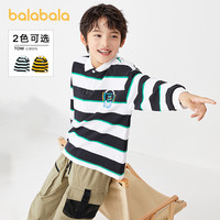 巴拉巴拉男童长袖polo衫中大童条纹打底衫2025春季儿童T恤小 黑白条纹-208123100103