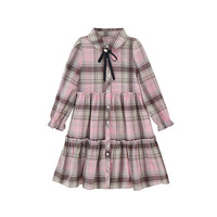 【品牌清仓】笛莎童装女童连衣裙秋季大童儿童纯棉公主裙 粉格子