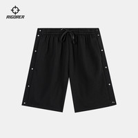 准者2025篮球运动跑步比赛训练便拆针织休闲宽松五分排扣裤男 天蓝色 S