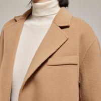 羊毛100%秋冬女士简约短款毛呢大衣显瘦显高小个子通勤外套