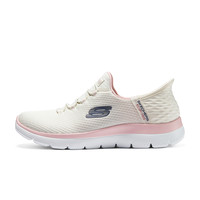 斯凯奇闪穿鞋丨闪步鞋男女款轻奇跑步一脚蹬舒适休闲健步运动鞋 女款-自然色/粉红色/NTPK/150123 35