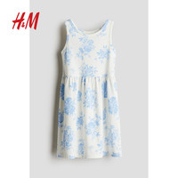 HM童装女童2025春季洋气可爱无袖圆领印花棉质微喇裙1157735 粉色/条纹