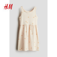 HM童装女童2025春季洋气可爱无袖圆领印花棉质微喇裙1157735 粉色/树莓