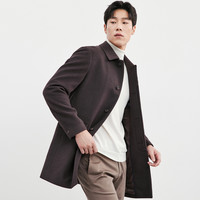 七匹狼羊毛呢大衣男士冬季商务休闲中长款翻领外套 175/92A/XL