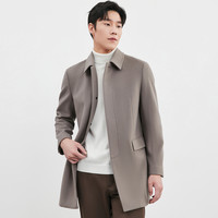 七匹狼羊毛呢大衣男士冬季商务休闲中长款翻领外套 185/100A/XXXL