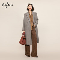 伊芙丽（eifini）伊芙丽轻奢可水洗羊毛气质高级感通勤西装外套女2024春装 棕色 170/92A/XL