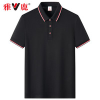 雅鹿夏季短袖polo衫男士运动速干衬衫领半袖上衣2025年t恤男 2XL 黑色