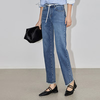 LILY法棍裤九分高腰直筒裤通勤休闲显瘦牛仔裤女小个子2025春 S