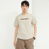 佐丹奴T恤男装纯棉印花圆领针织短袖T恤 90094202 M 02 灰杏