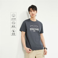 佐丹奴T恤男装纯棉印花圆领针织短袖T恤 90094202 XXL 98 标志灰