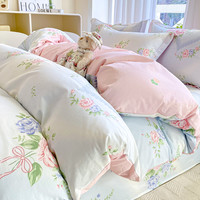 无印良品全棉纯棉床品被套被套床单2025宿舍被套床笠 【单被套】220x240cm 解语花