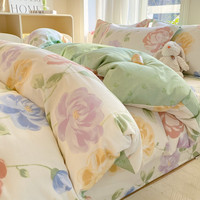 无印良品全棉纯棉床品被套被套床单2025宿舍被套床笠 0.9m/1.2m床- 床单三件套【床单*1+被套*1+枕套*1】 玫瑰花海