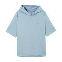 美特斯邦威新基本连帽套头卫衣秋季体恤宽松纯色上衣 褪色蓝 L 175 96A
