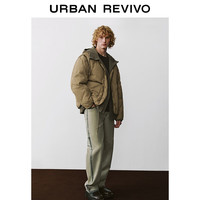 UR冬季男装山系假两件连帽外套保暖羽绒服UML140043 咖棕 M