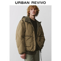 UR冬季男装山系假两件连帽外套保暖羽绒服UML140043 咖棕 L