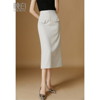 晚白【直降】春款气质高腰时尚百搭通勤OL包臀职业半身裙 杏色 XL