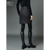 晚白【直降】简约百搭裙子时尚休闲减龄夹棉保暖棉服半裙 黑色 XL