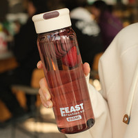 PAKCHOICE水杯男士运动水杯大容量茶水分离便携简约防摔食品级塑料杯子 浅棕【茶仓+隐藏提手】 850ml