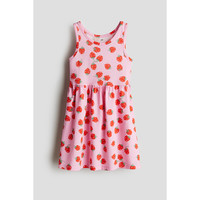 HM童装女童2025春季洋气可爱无袖圆领印花棉质微喇裙1157735 粉色/树莓