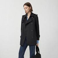 【朗姿Basic衣橱】法式复古正肩高级感气质外套2024春风衣女 黑色2 M