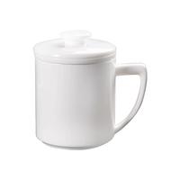 瓷海饰界 德化陶瓷茶杯办公白瓷马克杯茶水分离纯白色带过滤杯