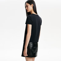 VEROMODAT恤女2024早春圆领纯色直筒简约休闲百搭短袖女 S59黑色 160/80A/S