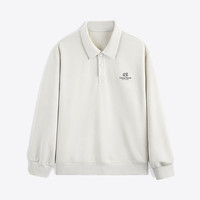 GXG奥莱  华夫格肌理绣花翻领卫衣 米白 170/M