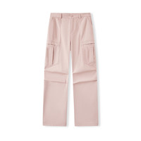 森马（Semir）裤女纯棉工装裤酷飒风2024夏盐系简约阔腿裤百搭酷 橡皮粉61221 150/58A/XS