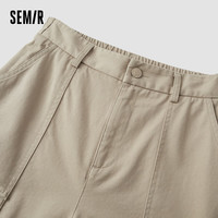 森马（Semir）裤女纯棉工装裤酷飒风2024夏盐系简约阔腿裤百搭酷 烟灰卡50510 160/66A/M