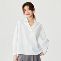 茵曼（INMAN）法式通勤白衬衫女2024春秋季气质高级感舒适长袖衬衣 白色 XL
