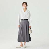 茵曼（INMAN）法式通勤白衬衫女2024春秋季气质高级感舒适长袖衬衣 米白 L