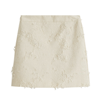 茵曼（INMAN）法式气质手工剪花流苏设计感短裙2025春季女装新款a字半身裙