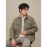 GXG奥莱 卡其色烧花翻领短大衣 23年冬季GEX10626064 卡其色 165/S