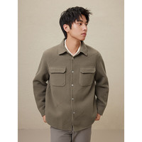 GXG奥莱 卡其色烧花翻领短大衣 23年冬季GEX10626064 卡其色 190/XXXL