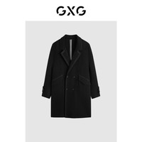 GXG奥莱  多色分割设计简约长款毛呢大衣外套男士 冬季 黑色 180/XL