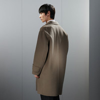 GXG奥莱  多色分割设计简约长款毛呢大衣外套男士 冬季 卡其色 185/XXL