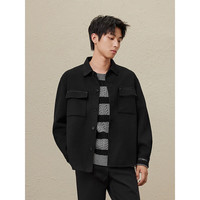 GXG奥莱 黑色羊毛精致短款大衣 GEX10625844 黑色 170/M