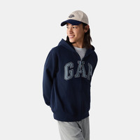 GAP男女装2025春季重磅绒布刺绣logo拉链连帽卫衣外套721232