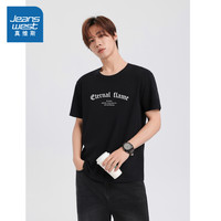 FG真维斯男女同款夏季男士衣服男生体恤男上衣纯棉短袖T恤衣服KCP XXL F款KC-43-173A03黑色