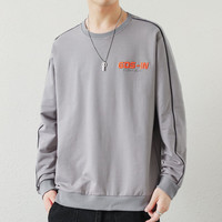 真维斯户外运动圆领棉质卫衣男士2025春季宽松休闲打底衫长袖上衣外套男装 黑色 L