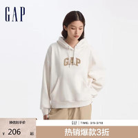 Gap 女装秋季款经典logo碳素磨毛抓绒连帽衫卫衣 634443